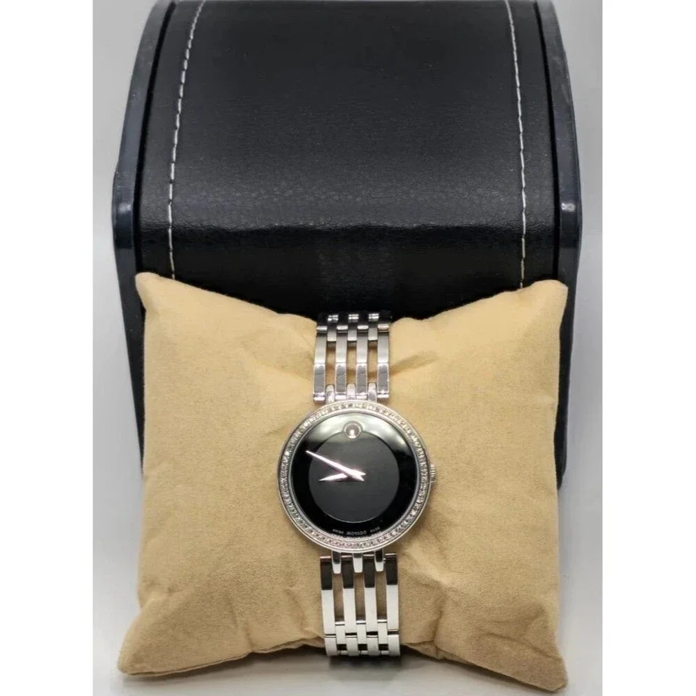 Movado Esperanza Black Dial Womens Watch 607052 Stainless Steel Swiss Quartz